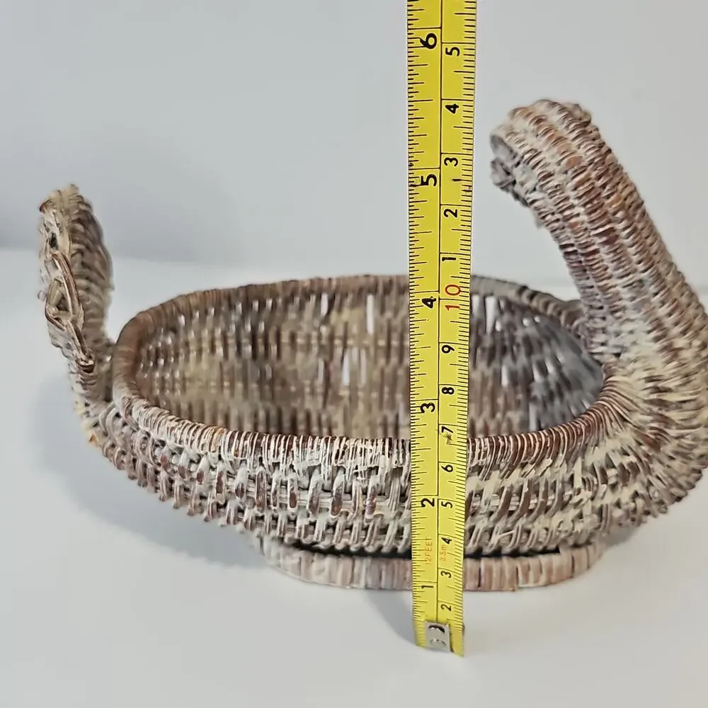 Vintage 1988 Wicker Duck Basket Catch All Cottagecore Country Whimsy Farmhouse